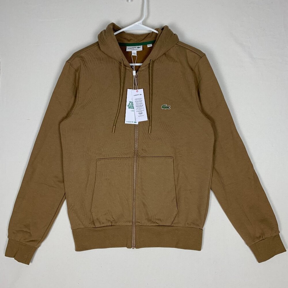 Lacoste Men's Classic Fit Brown Full-zip Hoodie Size 3 Small NWT